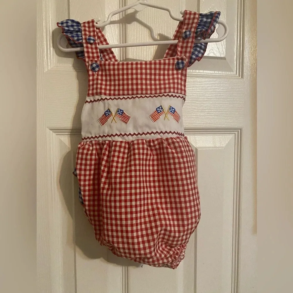 New American Flag Ruffle Butt Romper